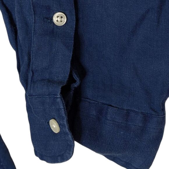 Ralph Lauren Size XL Ocean Wash Linen Blue Shirt Long Sleeves Red Pony Preppy - Picture 5 of 9